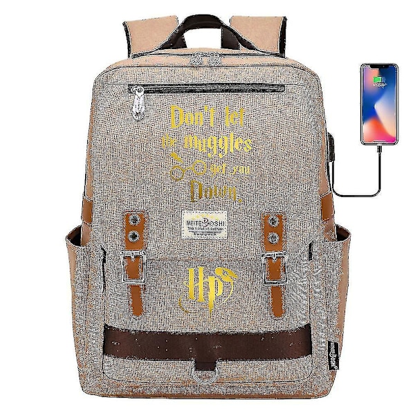 Harry Potter Bronzing Ryggsäck Multi-purpose Travel Tonåring Student Skol Ryggsäck Skolväska color-7