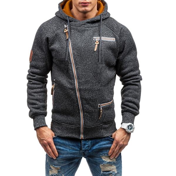 Herre hættetrøje Sport Sweatshirt Fritidsjakke Pullover julegave Black M