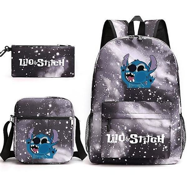 Lilo & Stitch Backpack Three-piece Set School Bag gray