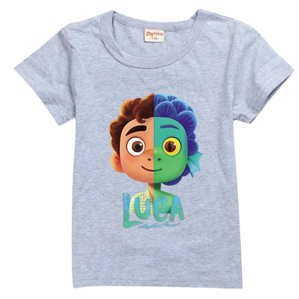 Børn Drenge Piger Cartoon Luca kortærmet T-shirt Casual Tee Toppe Grey 100cm