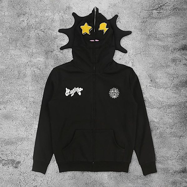 Gothic Punk Weatshirt Treetwear Print Langærmede Hættetrøjer Casual Lynlås akka Hættetrøjer Y2k kuld Unisex cardigan J S