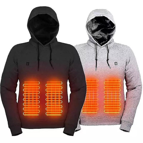 Opvarmede hættetrøjer, usb Elektrisk opvarmning Letvægts hættetrøjerjakke grey 2XL