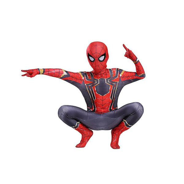 Spider-man Cosplay Cosplay Tights Zentai Halloween Steel Spider-man Superhjälte Jumpsuit Set För Barn Vuxna 110CM