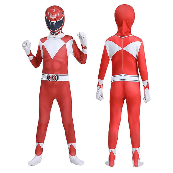 Voksne børn Power Rangers Mighty Morphin Cosplay Jumpsuit Party Fancy Suit Red 160