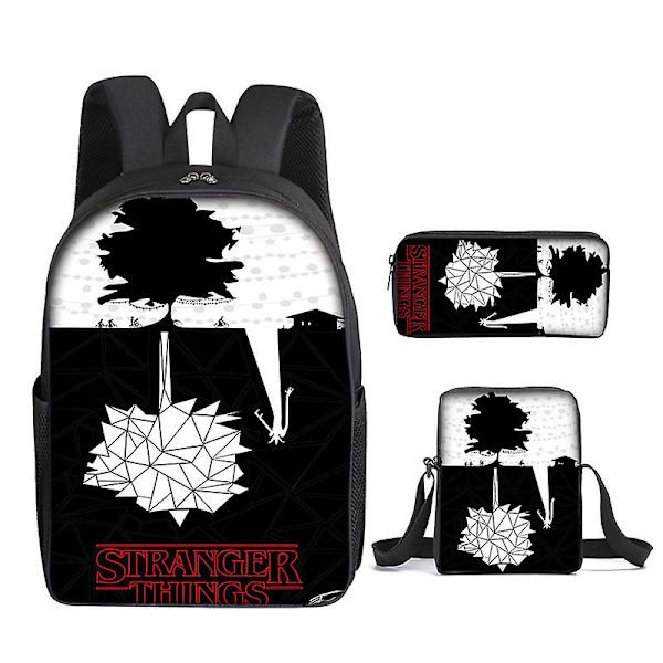 Stranger Things Sæson 4 Rygsæk Student Skoletaske, Rygsæk/Måltidstaske/Pentaske/3-delt sæt (rygsæk+pentaske+måltidstaske)~10 Only a Take meal backpack