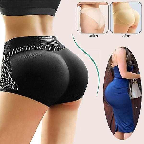 Shapewear-truser for kvinner Polstret slank hofteløfter for damer Black L