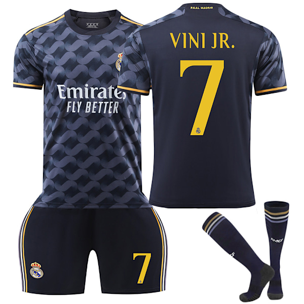 Barn Gutter Vini Jr #7 Fotballdrakt Fotballtreningstrøyer Topper Shorts Sokker Sett 4-5Years
