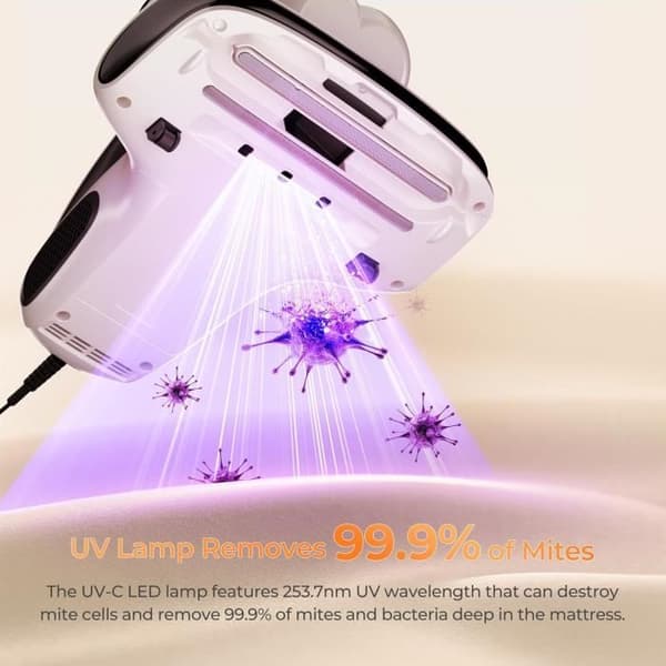 Støvsuger mod støvmider - JIGOO - S100 - UV-C lys - Intelligent sensor - 12Kpa Vit