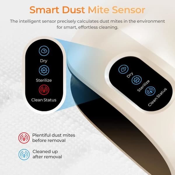 Støvsuger mod støvmider - JIGOO - S100 - UV-C lys - Intelligent sensor - 12Kpa Vit