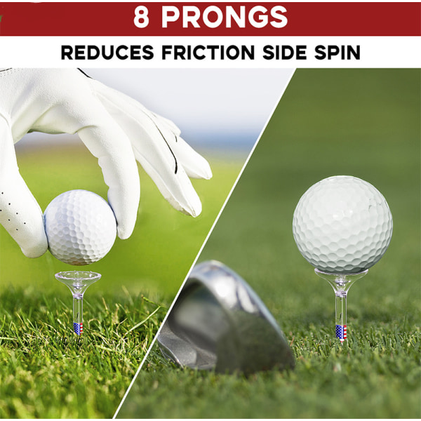 Golf-t-shirts, ubrydelig gennemsigtig akryl, plastik-golf-t-shirts reducerer sidespin og friktion, lange golf-t-shirts Bulk-tilbehør til mænd, 50 stk.