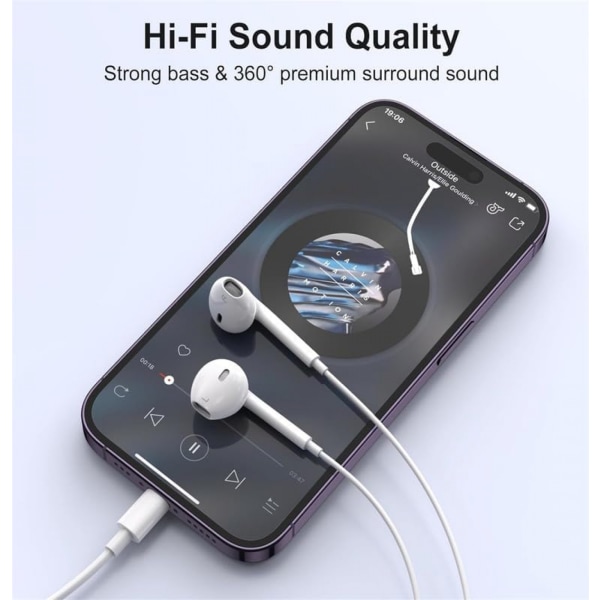 Apple MFi-certifierade hörlurar: Hörlurar med kabel med mikrofon och volymkontroll
