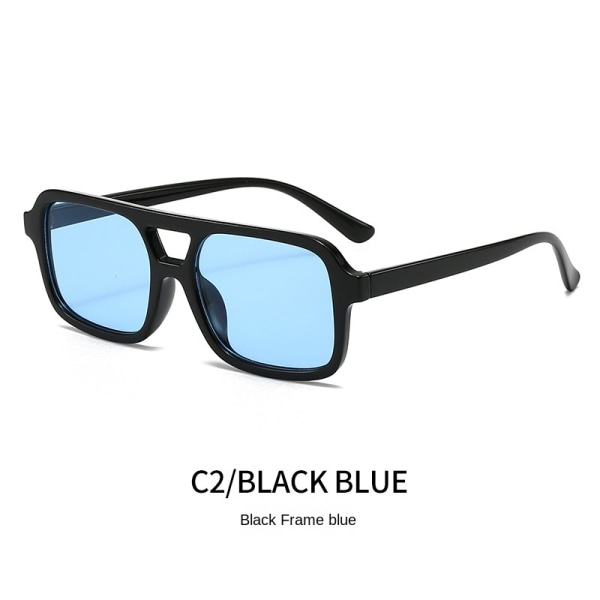 Retro firkantede solbriller Stilfulde rektangulære Aviator solbriller til mænd og kvinder Retro 70'er solbriller black frame blue film