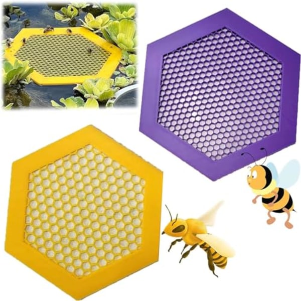 2 pakke flytende biøyer - fargerike bee-insektvannere for hage, sommerfuglvannstasjoner, biebad for pollinatorer Yellow x Purple 2pcs