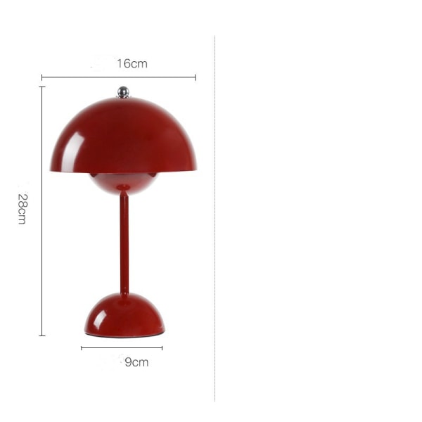 Danish designer flower pot portable desk lamp VP9 desk lamp (rechargeable model 18*30CM) Wine red