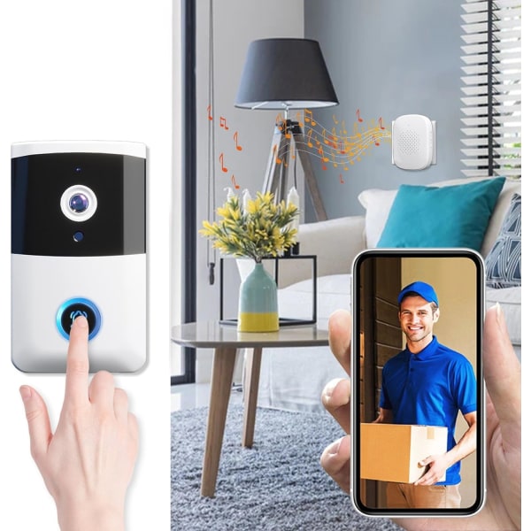 Smart trådløs ekstern videoringeklokke - Intelligent visuell ringeklokke, motehjem HD Night Vision, WiFi sikkerhetsdørklokke for hjemmet