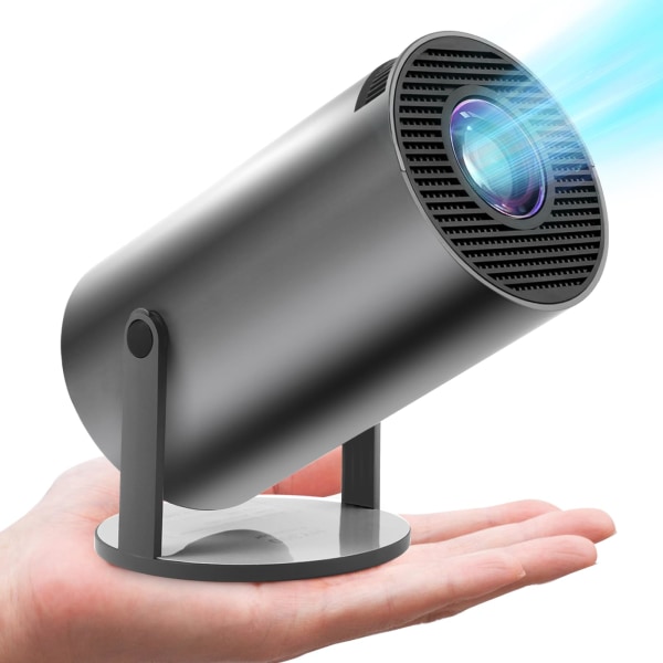 Mini bærbar projektor, HY300 4K projektor med Auto Keystone, 2.4/5G WiFi Bluetooth 5.0 260ANSI Android 11.0, 130 tommer skærm, 180 graders rotation White