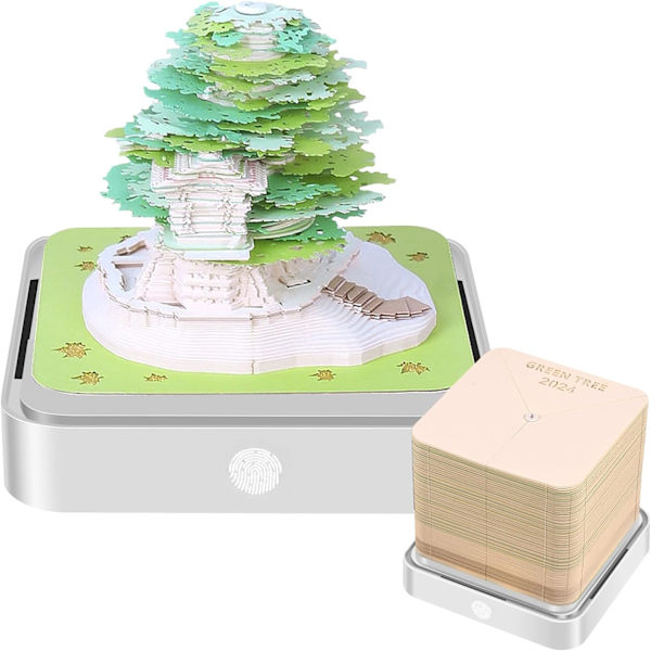 3Dkalender med LEDlampor 2025 Memo Pad Art Calendar Earth Tree House