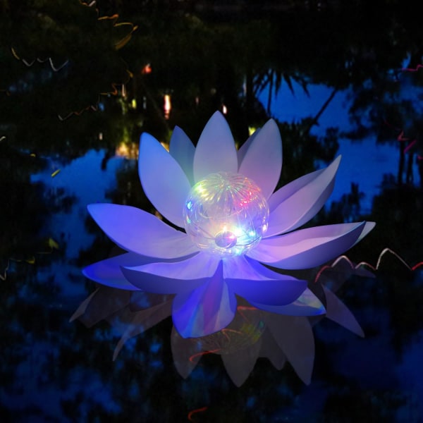 Solar Lotus Pond Floating Lights - Flerfärgade LED Fairy Lights, vattentät pooldekor för utomhussimning | Lägg till magic till din pool 1Pack