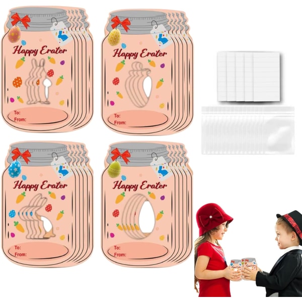 Julhälsningskort, flaskform Julpåskkort - Bunny Easter Eggs gratulationskort för barn, barn pojke och flicka 24 delar