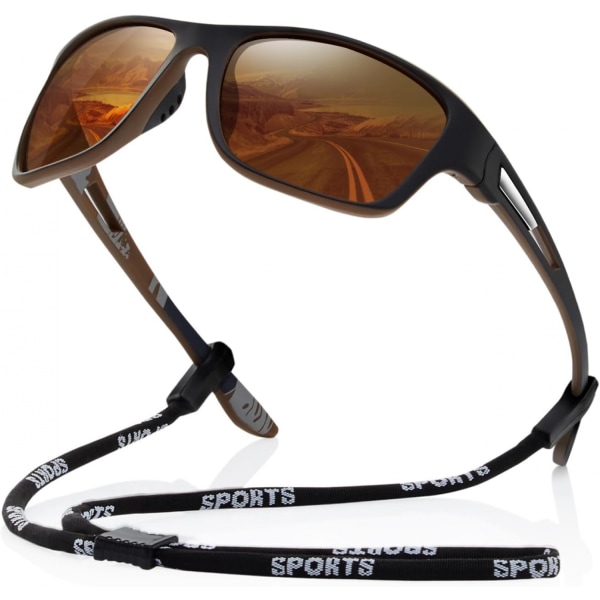 Polariserade sportsolglasögon för män: Skyddsglasögon för damer omlottglasögon för körning och fiske dark brown