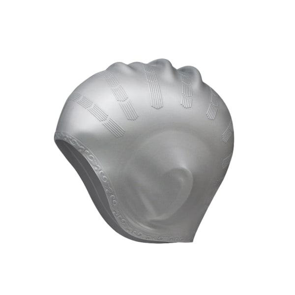 3D cap: vattentät silikonhörselskydd för män, kvinnor och barn, perfekt för kort och långt hår, perfekt cap för pool och strand grey