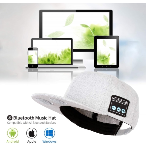 Hattu Bluetooth kaiuttimella Säädettävä langaton älykäs kaiutinpuhelimen cap ulkoilu- cap on syntymäpäivälahja miehille/naisille/pojille/tytöille White