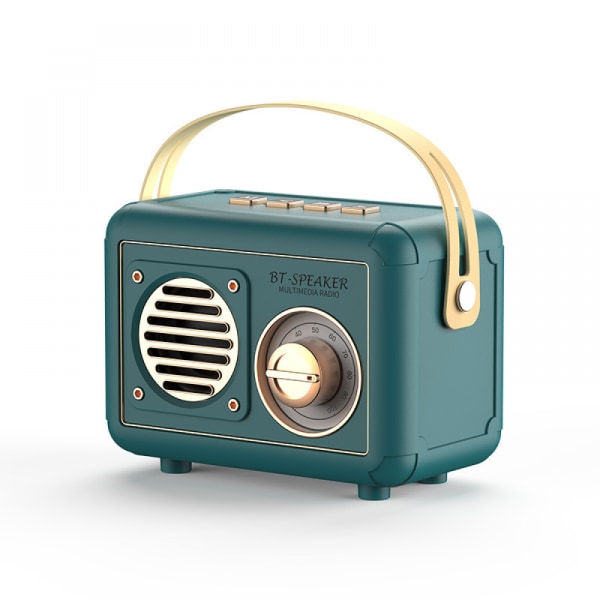 Vintage Bluetooth bärbar högtalare - Radio i klassisk stil i retrostil med förbättrad bas och TF-kortplats - Perfekt julklapp D