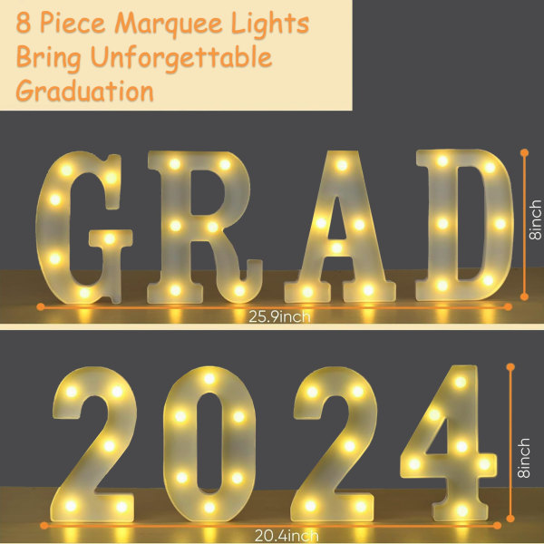 Shine Bright: LED 'Grad 2024' Marquee Letter for uforglemmelige konfirmasjonsfeiringer