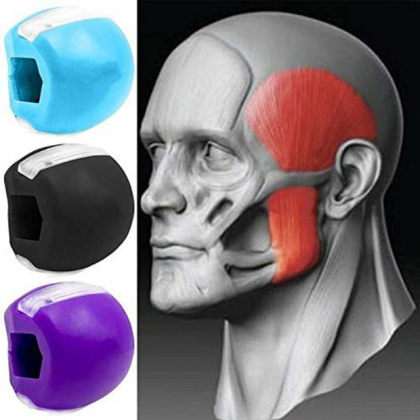 3-pak Silikone Masseter Tyggebolde Ansigtsmuskler Kæbe- og nakkemuskeltræningsbolde, sorte, lilla, blå one size