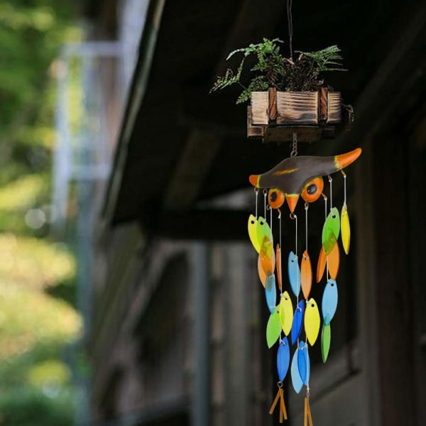 Owl Glass Wind Chimes - Tyylikäs kodin sisustus ja lahja sisä-/ulkotiloihin