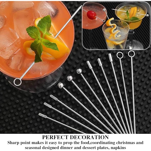 Kesän kuuma ale 20 kpl ruostumattomasta teräksestä valmistettuja cocktailtikkuja, uudelleenkäytettäviä cocktailtikkuja, metallisia cocktailtikkuja, juomien BBQ-juhlatarvikkeita