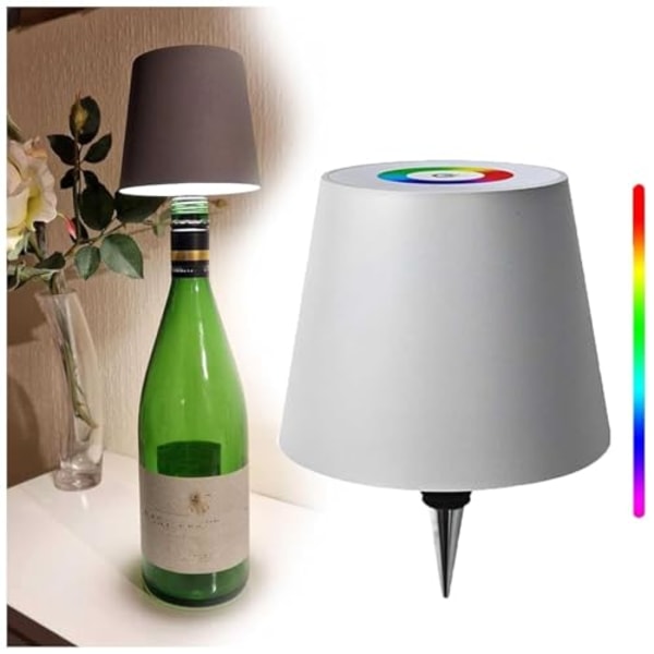 Trådløs vinflaske lampehoved, bærbar LED trådløs flaskelampe med 3 tilstande lysdæmpning Pridola, genopladelig berøringskontrol RGB-tilstand a8 Iron Style