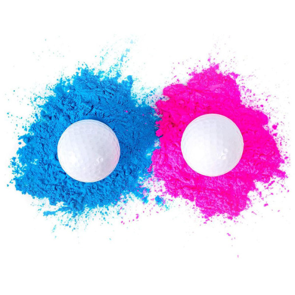 Køn afslørende eksploderende golfbolde - Pink og blåt sæt til en dreng eller pige køn afsløring fest F