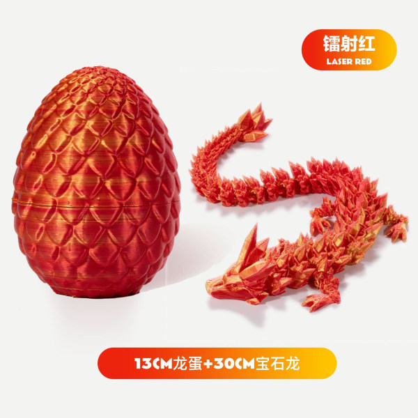 Easter Dragons 3D-printet drageæg med drage indeni Krystal Dragon Fidget Legetøj til fuld leddet drage for voksne til hjemmekontorindretning Laser Red