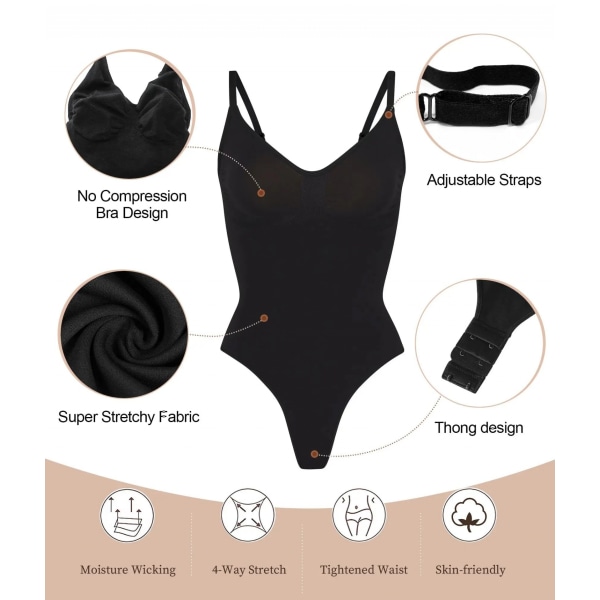 Naisten bodi Tummy Control Shapewear Saumaton muotoileva stringi Body Shaper Tank Top black L