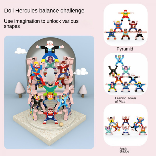 Stablelegetøj i træ - Cirkus Akrobatisk Troupe-tema - Balancerende byggeklodser - Sjovt puslespil for børn og voksne - Julefestspil A