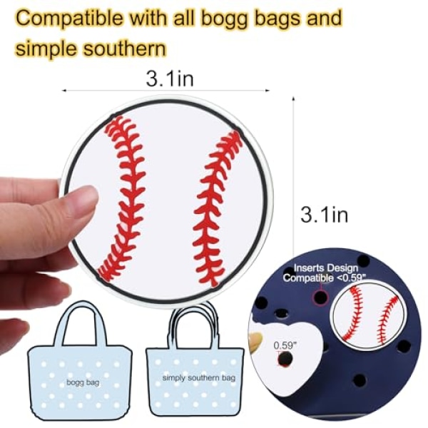 Baseball-urheilukorut Bogg Bag -laukuille - Käsilaukkujen ja rantalaukkujen koristetarvikkeet"