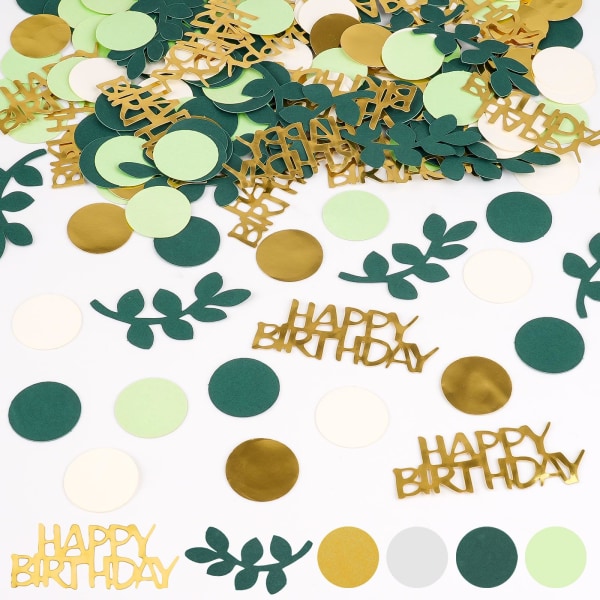 Pakke med 200 konfetti fødselsdags borddekoration Grøn dekoration Tillykke med fødselsdagen Guld dekoration fødselsdag til fødselsdagsfest