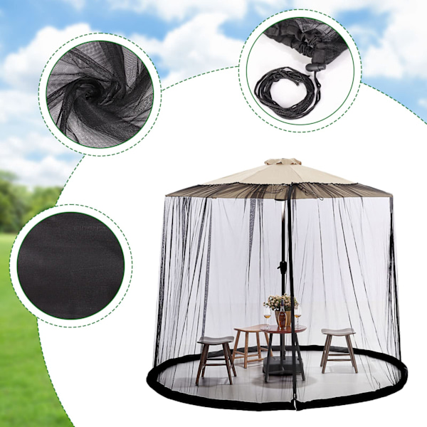 Hot nye tilbud! Høj kvalitet Parasol Myggenet, Mesh Skærm til Terrasse Parasol Baldakin, 7FT-12FT til Udendørs Parasol (300x230cm) 940CM