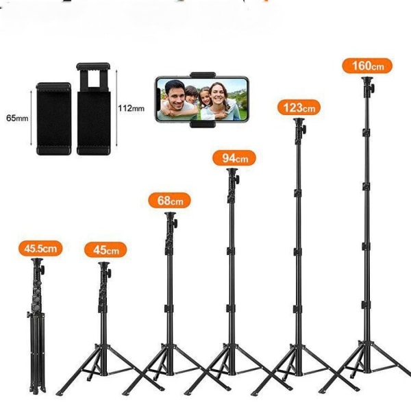 Mobiltelefoner og kameraer, Mobilstativ med fjernkontroll og mobiltelefonholder, Bærbart stativ, Mobilstativ for videoopptak