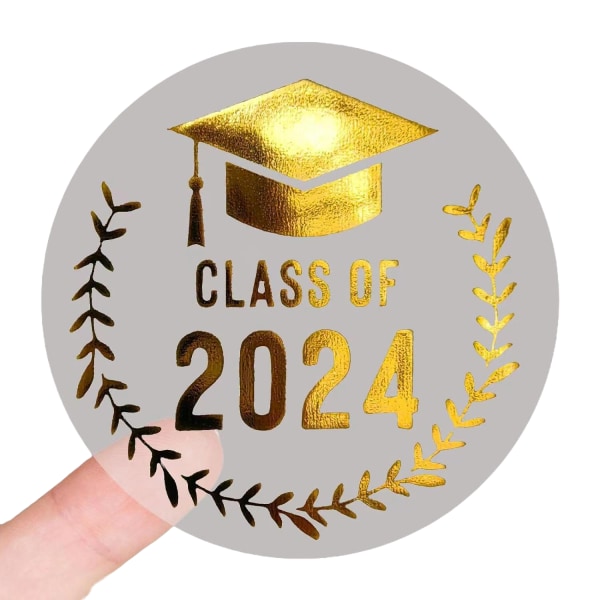 Klasse av 2024 Gold Graduation Stickers - Sett med 100 Premium Pregede Stickers for Graduation Announcements & Party Seal gold