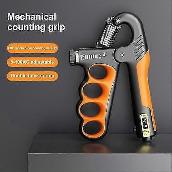 Sommarrea Grepptränare 5-100KG Mekanisk Underarmstränare Räknare Män Kvinnor Justerbart Handgrepp[D] orange