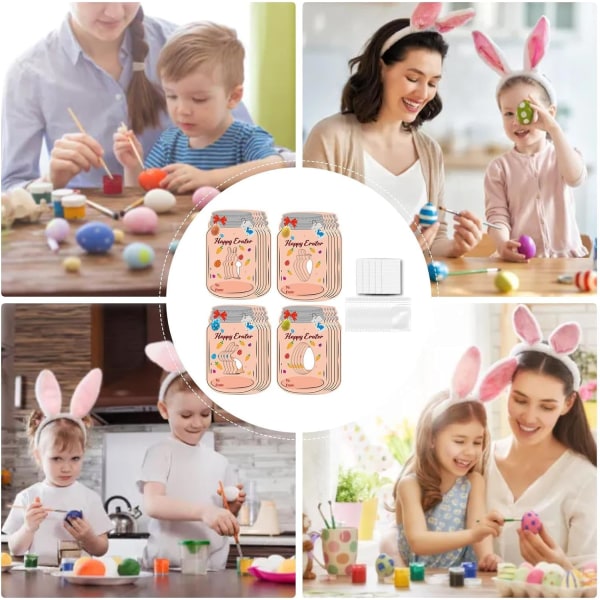 Lykønskningskort, Flaskeform Feriepåskekort - Bunny Easter Eggs lykønskningskort til børn, børn, dreng og pige 24 stk.