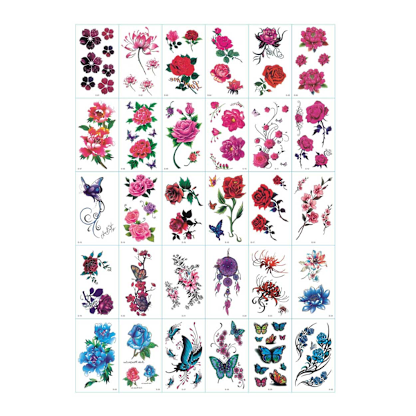 Sommarrea Tillfälliga Tatueringar Falska Tatueringar Blommor Falska Tatueringar Flerfärgade multicolor