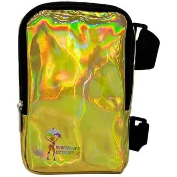 Holografisk lårtaske - Telefonholder Festivaltaske til kvinder, mænd - Iriserende ankelpose - Reflekterende håndfri Rave-taske yellow