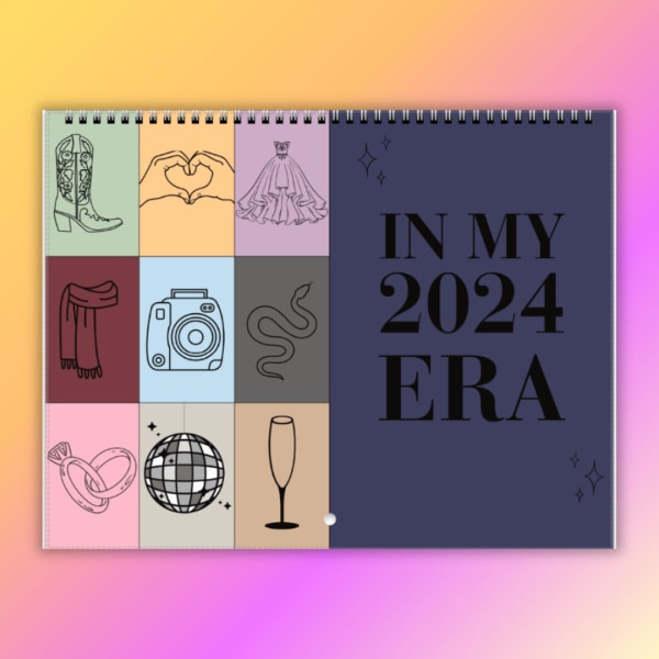In My 2024 Era Wall Calendar, Cute 2024 Calendar, Wall Decor, 12-månaderskalender, perfekt för det nya året, börja det nya året på rätt sätt 2024 Taylor Wall Calendar