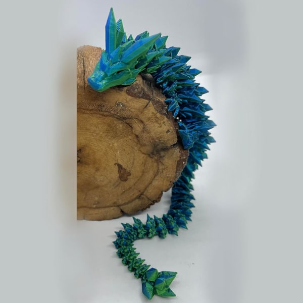 12" 3D- printed drake, ledad drake, Crystal Dragon, Dragon Fidget Toy, Executive Desk Toy för hemmakontor Laser Green