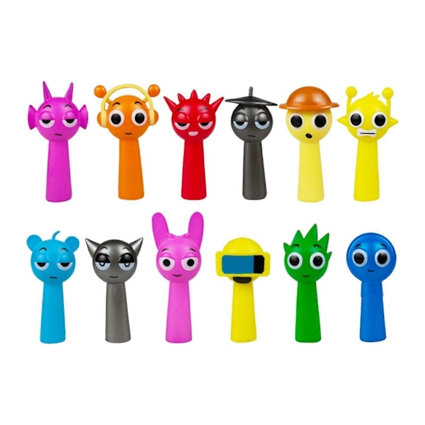 Sommarrea 12 Stycken Sprunki Figurer Gåvor till Flickor Pojkar Färgglada Rytm Box Figurer LGL Flerfärgad Multicolor 6.5cm to 8cm