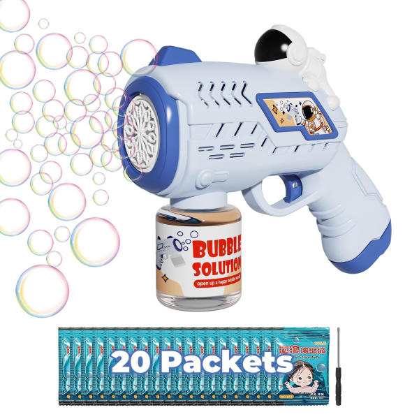 Batteridrevet boblepistol med LED-lys - Sjovt sommerlegetøj til småbørn! Automatisk bobleblæser, perfekt til udendørs aktiviteter og fødselsdage blue