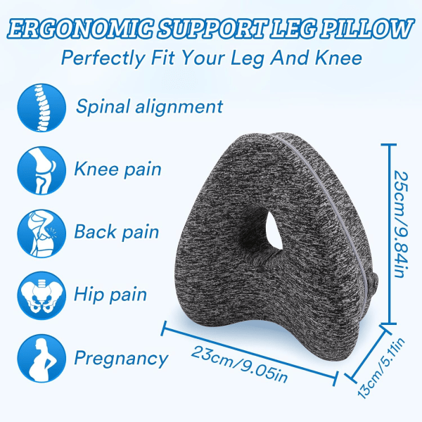 Ergonominen selkärangan kohdistustyyny Polvityyny, Memory Foam -jalkatyyny, jossa hihnat kyljessä nukkumiseen, lantion unityyny, jalkojen asentotyyny Blue